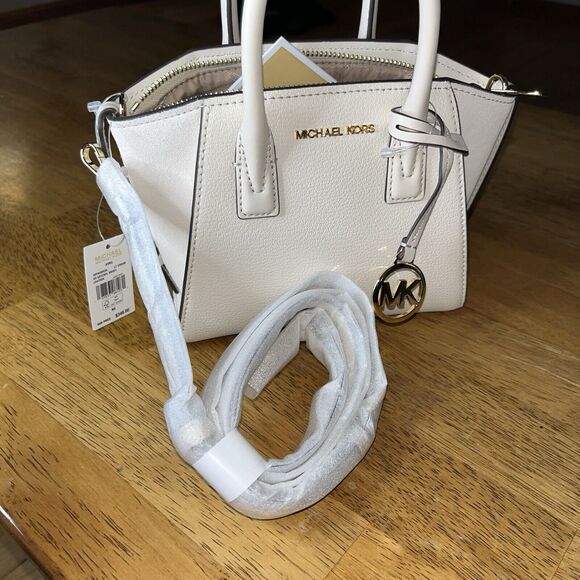 MICHAEL KORS AVRIL SATCHEL CROSSBODY BAG  Small Zip Cream Leather Beautiful NWT - Picture 4 of 12